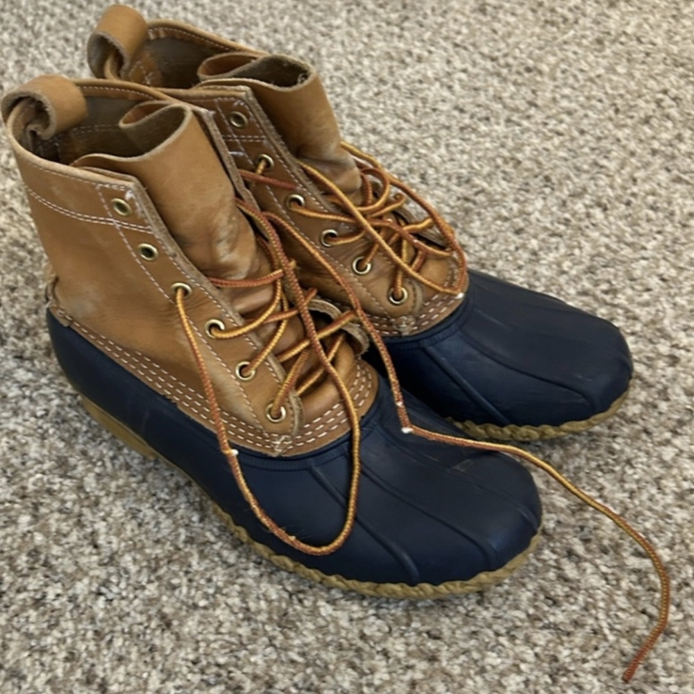 Blue and Tan LL Bean Duck Boots